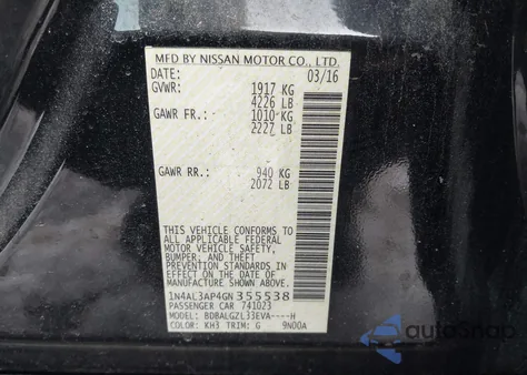 2016 Nissan Altima 2.5 S z USA, uszkodzony, nr VIN 1N4AL3AP4GN355538